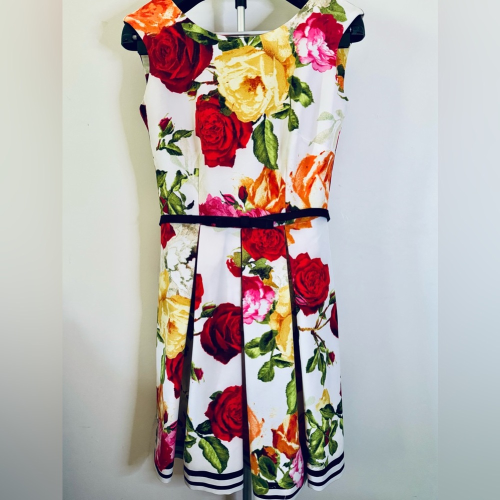 Julian Taylor White Floral Midi Dress